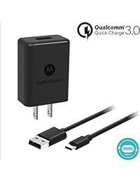 Motorola TurboPower 15+ QC3.0 Chargers w  6.6ft USB-C cables- Moto X4,Z2 Force Play,Z3 Play,G6,G6 Plus (caja trasera), Sencillo