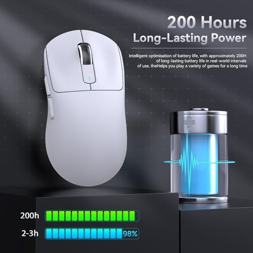 ATTACK SHARK X3 49g Ultralight Mouse, PixArt PAW3395 Gaming Sensor, BT/2.4G Wireless/Wired Gaming Mouse, 26000 DPI, 200 Hours Battery, Office Mice for Win11/Xbox/PS/Mac (White)