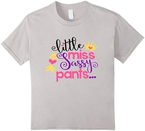 Kids Little Miss Sassy Pants Shirt Cute Kids Daughter Wife Girl 10 Silver