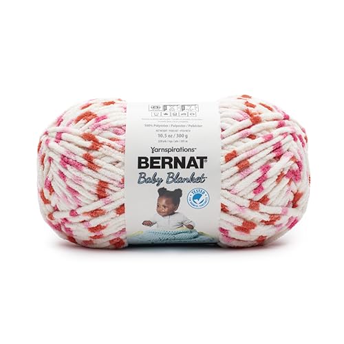 Bernat Baby Blanket Yarn for Crocheting Soft, Strawberry Dot