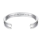Studiocc 'She Believed She Could So She Did' Inspirational Cuff Bracelets, Jewelry for Women Mom Girl