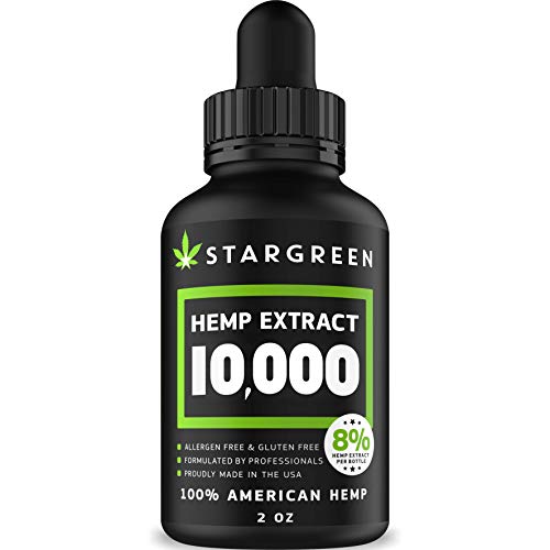 Hemp Oil for Pain Relief - 10000 MG - Vitamin D, E & Omega 3, 6, 9 - All Natural Pain, Anxiety & Stress Relief - Made in USA - Anti-Inflammatory, Hip & Joint Support - Provides Natural Calm Sleep