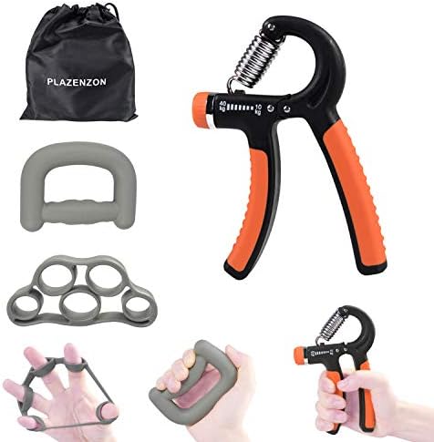 Plazenzon Hand Grip Strengthener, Hand Exerciser Grip Ring and Finger Strecher Workout Kit, Great for Athletes, Guitarist and Rock Climber Hand Exercise