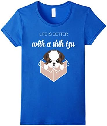 Womens A Shih Tzu Face Tshirt Medium Royal Blue