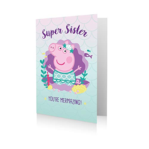 Danilo Promotions Ltd Official Peppa Pig Sister Birthday Card, Super Sister mutliple colours PG075