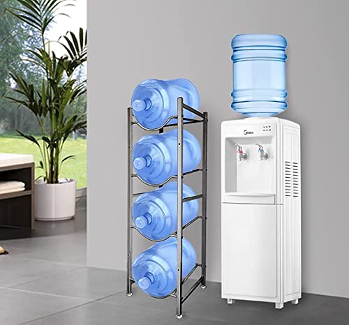 SKY-TOUCH Water Bottle Storage Stand, 4 Tier Water Bottle Holder, 18.9 L Heavy Duty Water Jug Rack for Kitchen Home and Office Easy To Assemble Black