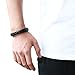 COOLSTEELANDBEYOND Wide Black Braided Leather Bracelet for Men Genuine Leather Wristband with Magnetic Box Clasp