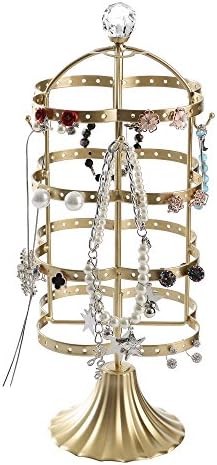 Giftway Gold 4 Tier Rotating Jewelry Tree Organizer Stand Tower for Necklace, Bracelet, Earrings