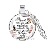 Bergort Quote Necklace Round Glass Pendant with