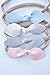 California Tot Rabbit Ears Faux Leather Bow - Soft & Stretchy Headband for Baby, Toddler, Girls, Set of 4 (Pastel)