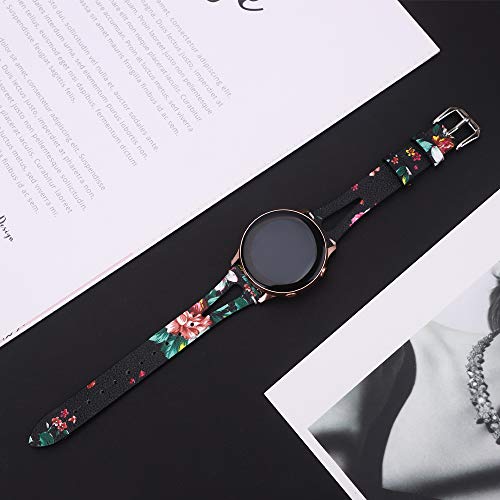 EZCO Leather Bands Compatible with Samsung Galaxy Watch Active 2 / Active/Gear Sport/Galaxy Watch 42mm, Soft Genuine Leather Watch Band Strap Replacement Wristband Accessories Women Man - Thumbnail 3