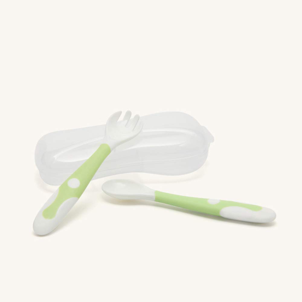 曲げ可能 B07hl86nng ソフト 赤ちゃん 幼児 耐熱性 スプーンフォークセット 餌やりトレーニング 子供 2セット Baby 握りやすい Utensils 完璧な自己給餌学習スプーン 旅行に安全なケース付き スプーン ベビースプーンベビーフォーク 21年春の
