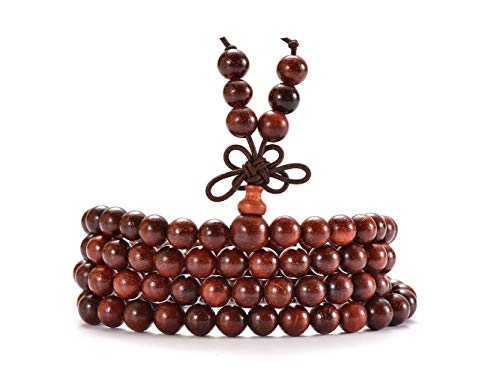 anzhongli JIIUZUO Mala Beads Bracelet Necklace for Men Women 108 6mm Natural Wood Beads Elastic Cord - Thumbnail 3