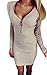 Eshion Women Deep V-neck Metal Zipper Knitting Bodycon Mini Sweater Dress