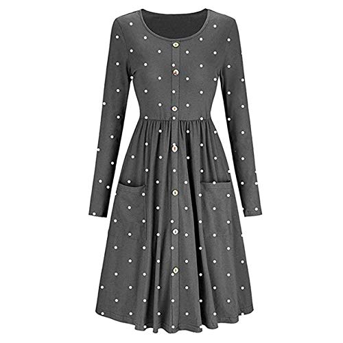 Londony ♥‿♥ Women's Casual Dot Prints Fit Flowy Simple Swing T-Shirt Loose Tunic Dress 815