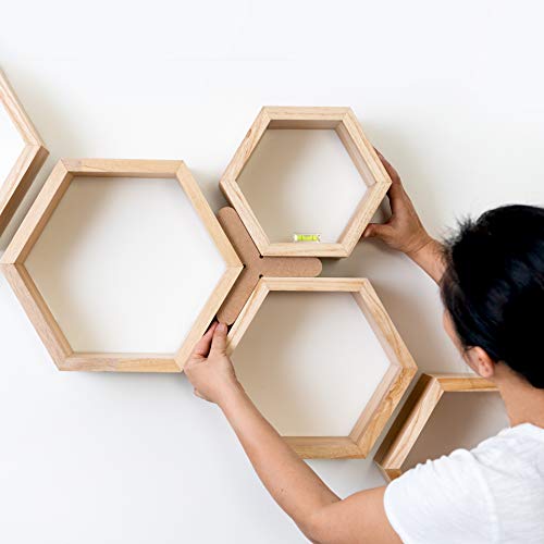 Hexagon Floating Shelves, Set of 3 Beautiful Wood Shelves