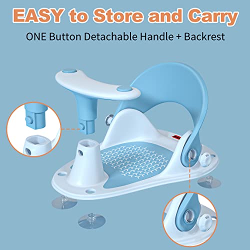 Baby Bath Seat, 2 Turtle Bath Toys + 4 Suction Cups + Water Thermometer