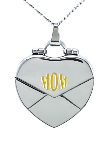 High Polished Stainless Steel MOM Heart Locket Secret Message Inside " Mother, You Are Always in My Heart"