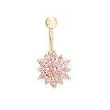 Lisli Belly Button Rings Crystal Rhinestone Flower Jewelry Navel Bar Body Piercing
