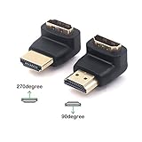 VCE Combo HDMI 90 Degree and 270 Degree Right Angle Male to Female Adapter 3D&4K Supported