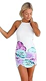 Gasion Women Slim Summer Floral Print Gallus Sleeveless Backless Dress