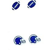2 Pairs Cute Funny Football Glitter Acrylic Stud Earrings Set Rugby Helmet Game Day Earrings for Women Sport Lover Accessories Outfits Gifts
