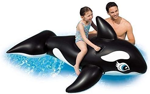 Black Whale Inflatable Ride-on Animal Swimming Pool Float Toy Kid Children