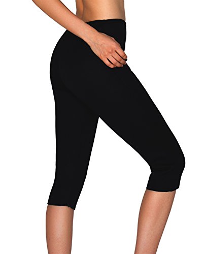 IFLOVE Sauna Sweat Pants for Women Weight Loss Workout Leggings Easy Slim Hot Yoga Capri Thigh Belly Fat Burner Waist Trainer Black (Black, US Size 3XL)