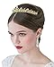 SWEETV Crystal Wedding Tiara for Bride & Flower Girls - Princess Tiara Headband Pageant Crown, Bridal Hair Jewelry for Women and Girls, Gold