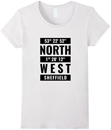 Womens Sheffield Hometown T-shirt | GPS Coordinates Tee Large White