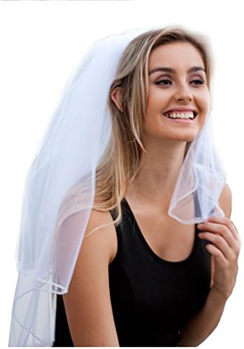 Bachelorette Party "Bride to Be" Veil Rhinestone Edge 2 Layer Bust Length Bridal Quality