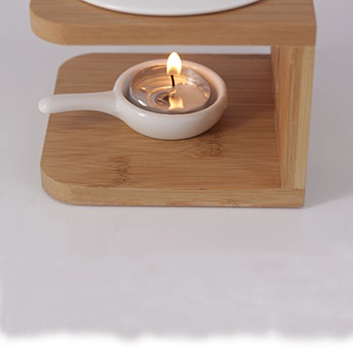 Singeek 100ML Ceramic Tea Light Holder,Essential Oil Burner Candle Aroma Diffuser For Spa Yoga Meditation (wood)