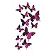 Bigban 12 PC Wall Stickers Decal Butterflies 3D Mirror Wall Art Home Decors (Hot Pink)