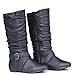 Twisted Shelly Womenâ€s Mid Calf Slouch Boots, Flat Ladies Shoes, Black, Size 10
