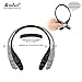Bluetooth Headphones, DolTech 970 Wireless Stereo Sweatproof Retractable Earbuds Wire Sport Neckband Headphones Built-in Mic with Noise Cancellation Headset for iPhone Android Devices(Black)