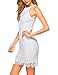 Lamilus Women's Strapless Scoop Neck Lace Mini Short Casual Party Cocktail Dress,White,Medium