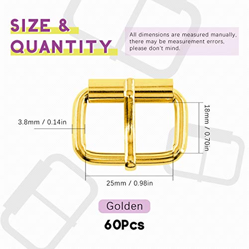 Swpeet 60Pcs 1 Inch / 25mm Gold Heavy Duty MultiPurpose Metal Roller