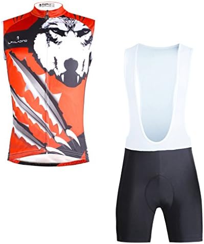 ILPALDINO Wolf Pattern Men's Summer Sleeveless Quick Dry Cycling Clothing Polyester Ciclismo Ropa And Bib Shorts Set Size M
