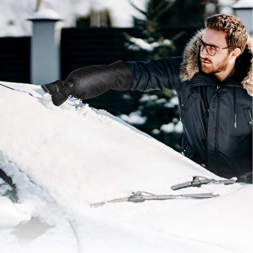 ISILER Ice Scraper Mitt, Car Windshield Snow Scraper Mitten with Durable Handle, Waterproof Snow Remover Glove with Warm Thick Soft Fleece - Thumbnail 5