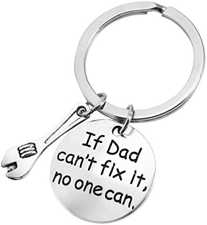Keychain Gifts for Daddy Father's Day -Father's Day Christmas Birthday Gift for Men Husband-IF Dad Can't Fix It, No One Can-Daddy Gift Idea from Wife Daughter Son Kids, Stainless Steel
