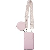Crossbody Bags for Women Cell Phone Purses with Crossbody Strap and Wallet PU Leather Phone Bags Purses with Strap Wallet (Pink Vertical)