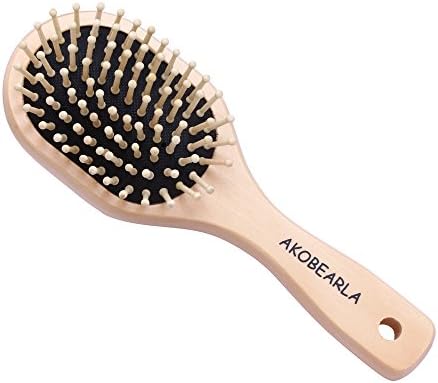Akobearla Hair Brush Natural Wooden Bristle Hair Combs Paddle Spa Massage Hairbrush Women and Men Small Detangling Brush …