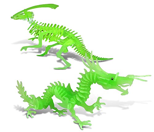 Puzzled Dragon and Parasaurolophus Glow In The Dark 3-D Puzzle - Dinosaurs \ Prehistoric \ Dragons Theme - Set of 2 - Affordable Gift For Your Little One - Item #K2503-2504