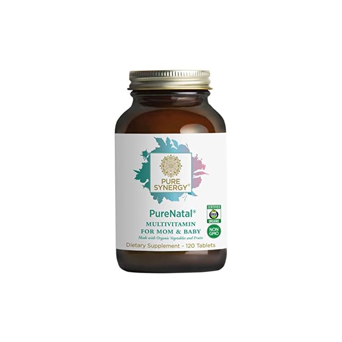 PURE SYNERGY PureNatal Prenatal Vitamin | 120 Tablets | Made with Organic Ingredients | Non-GMO | Vegan | Gentle on…