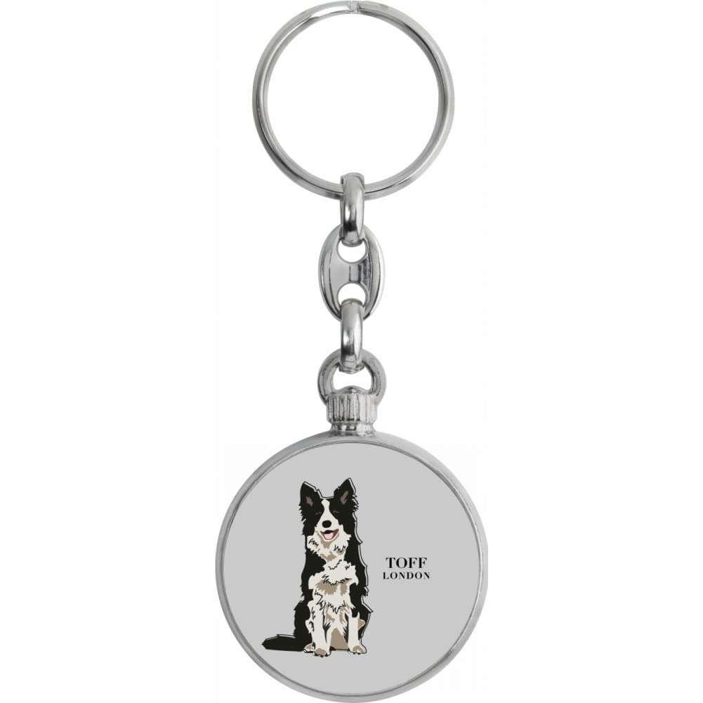 Toff London Black And White Border Collie Dog Keyring