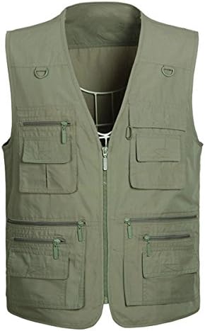 LANMWORN Men Fashion Cool Outdoor Fishing Camping Travel Mesh Vests, 8 Pockets Military Quick Dry Hunting Thin Camo Gilet Top.