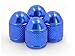 GODESON Blue Car Tire Valve Stems Cap Bullet Style Tire Valve Cap from, 4 Pcs/Set, Aluminum Tire Wheel Stem Air Valve Caps for 8V1 US Schrader Valve, Dustproof Caps