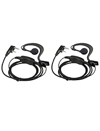 Retevis Auricular Auricular de radio de 2 pines con micrófono Auricular de gancho de tipo C para Baofeng UV-5R Retevis H-777 RT22 RT-5R Kenwood Walkie Talkies (paquete de 2)