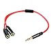 Conwork 2-Pack 3.5mm Male to Dual Female Stereo Jack Plug Terminal Headset Headphone Splitter Cable -Red
