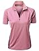 Coolon 2 Tone Collar Short Sleeve Zipper Polo Tee Pink XXXL